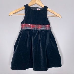 GYMBOREE 
Toddler black velvet sleeveless dress with red gingham waistband 3